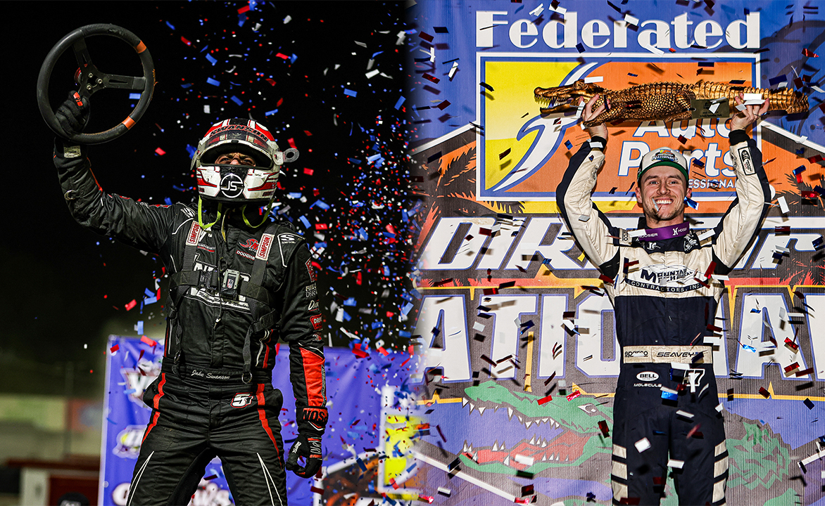 Jake Swanson and Logan Seavey celebrating