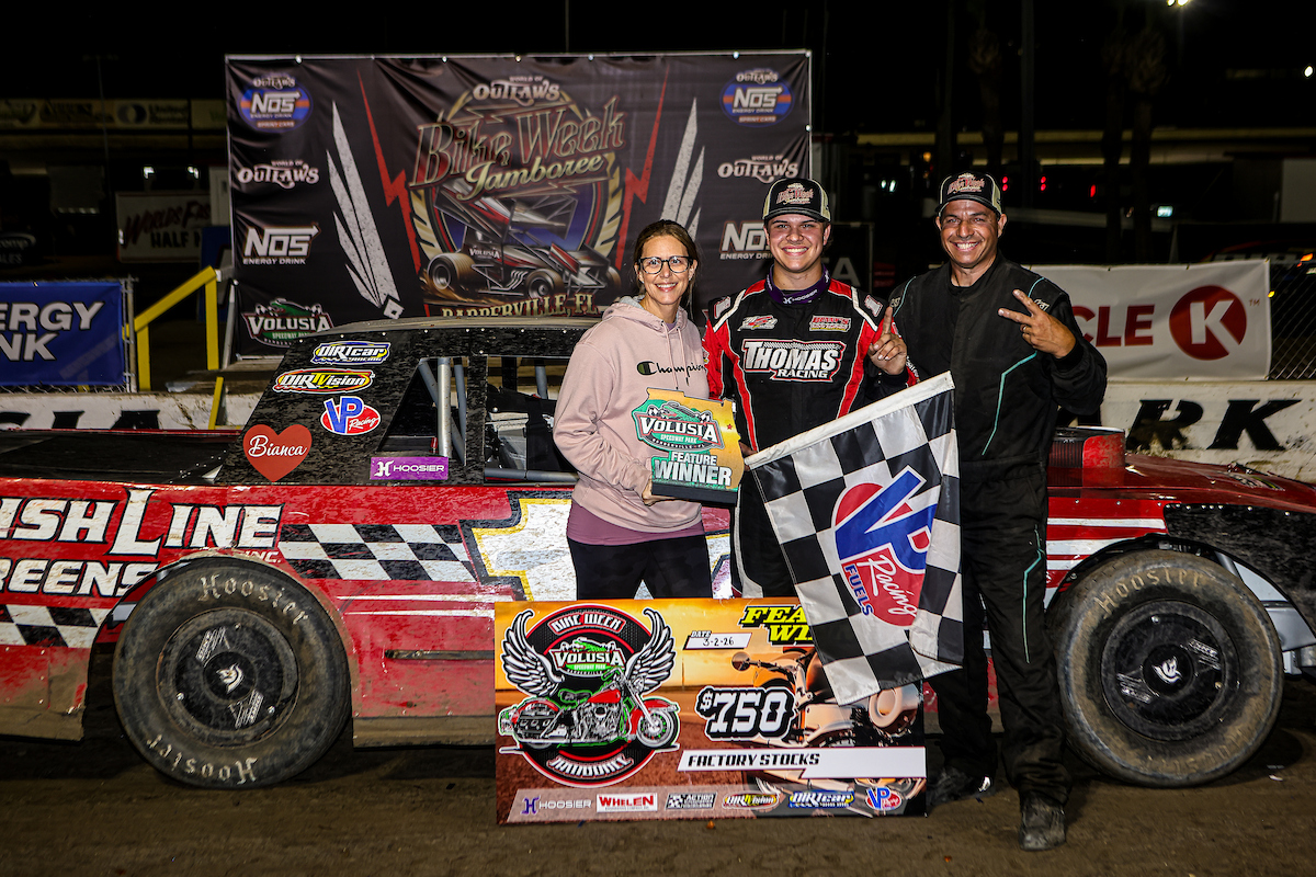 Thomas family smiles for Victory Lane