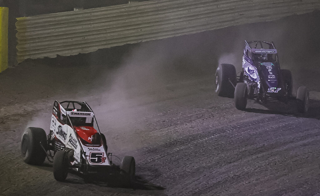 Jake Swanson races ahead of Logan Seavey