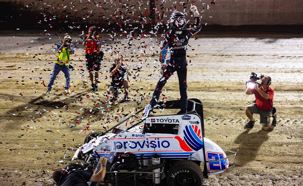 Karter Sarff Wins Chaotic Ironman 55 Opener with Last Turn Overtake to Checkered Flag