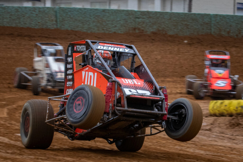 Jacob Denney popping a wheelie