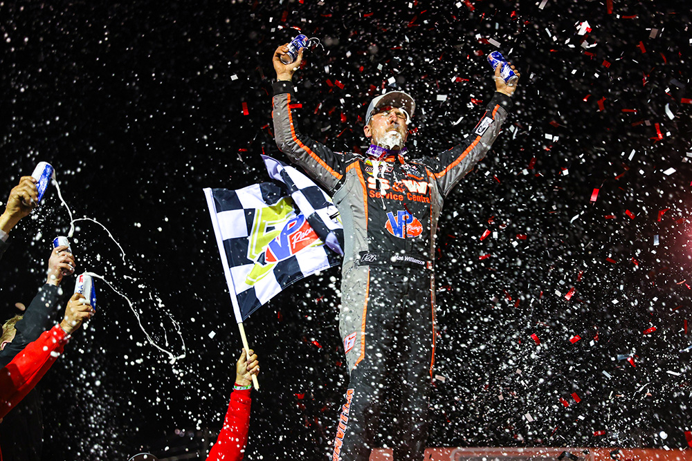 Mat Williamson celebrates his Salute to the Troops 150 win