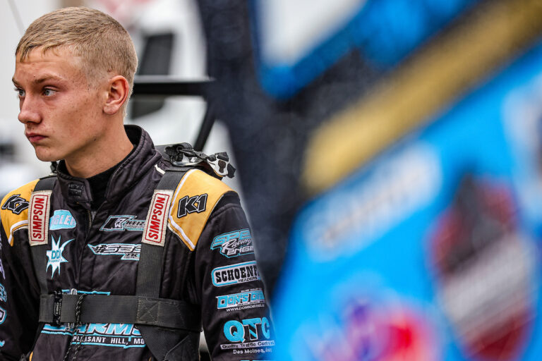 Garrett Benson in the pit area at an American Sprint Car Series event