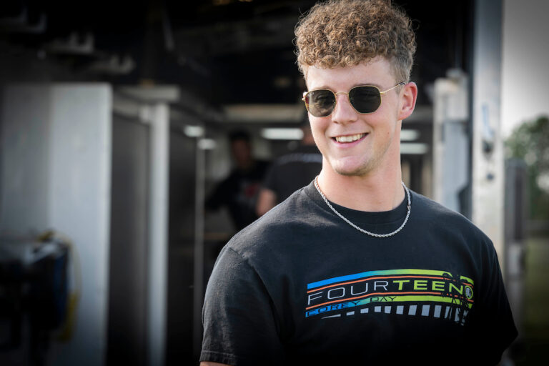 Kahne Johnson in the pit area at an American Sprint Car Series event
