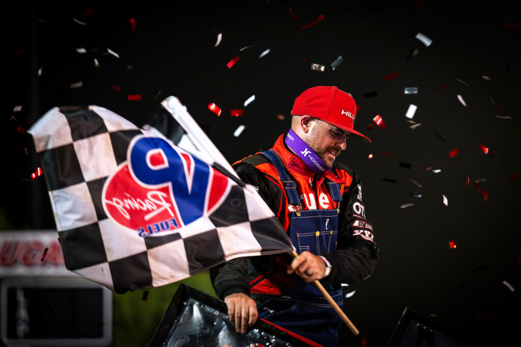 Sam Hafertepe with VP checkered flag at Creek County