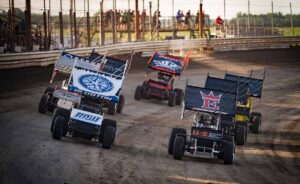 Sprint Cars lined up on track before racing