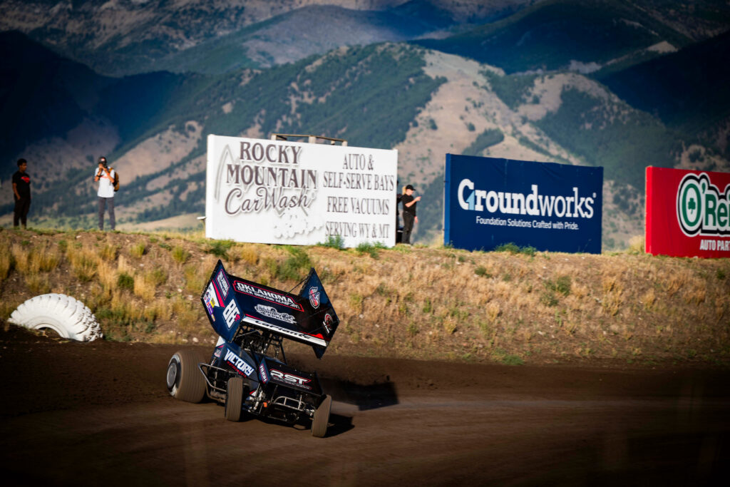 Ryder Laplante rips around with mountains in the background