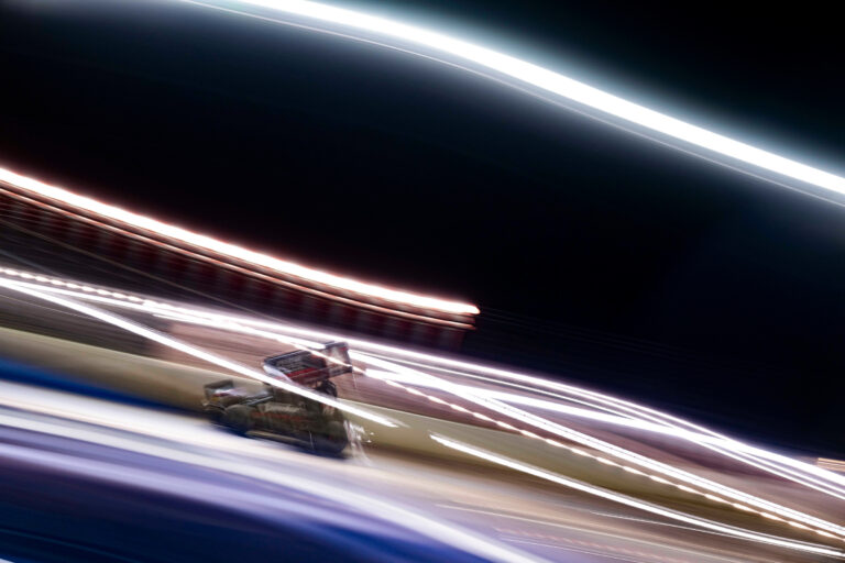 Jett Barnes flying across streaming lights